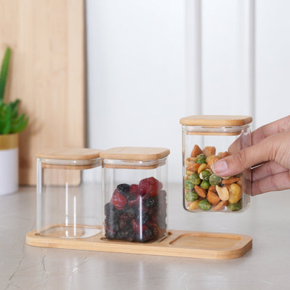 Glass Jar Containers with Tray