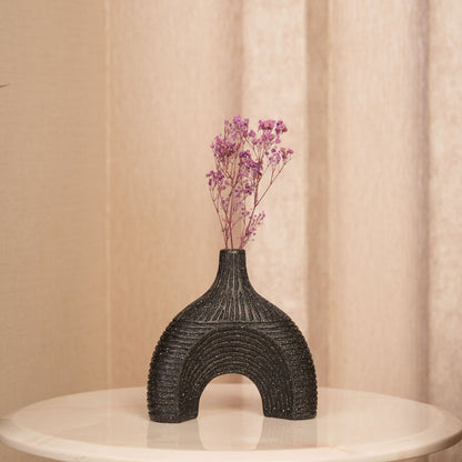 Glazed Black Arch Vase