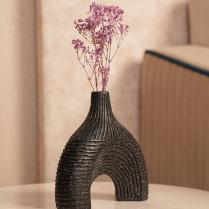 Glazed Black Arch Vase