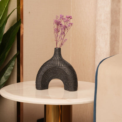 Glazed Black Arch Vase