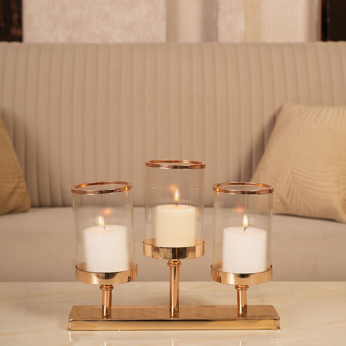 Triple-Stem Candle Holder with Minimalist Base