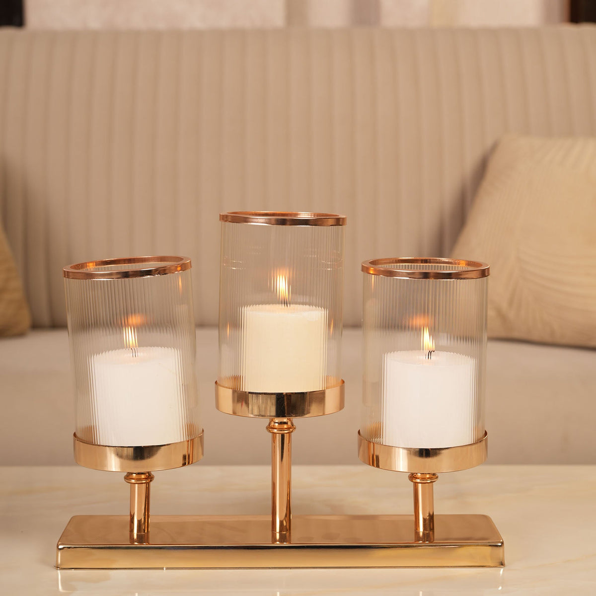 Triple-Stem Candle Holder with Minimalist Base