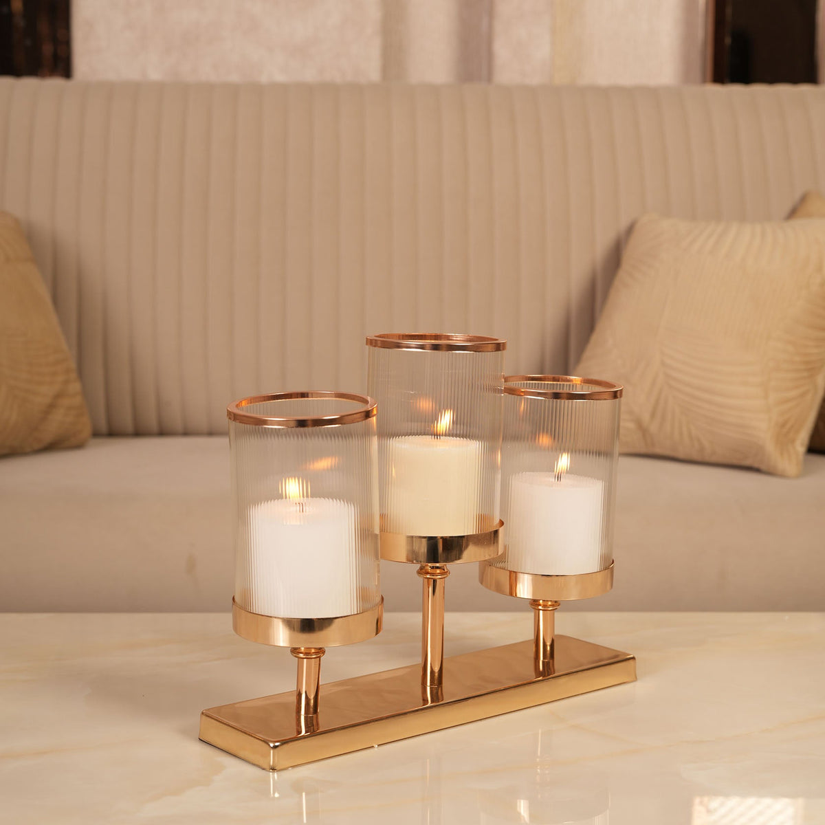 Triple-Stem Candle Holder with Minimalist Base