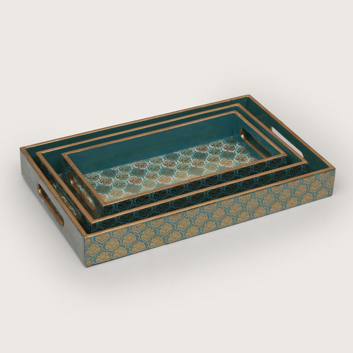 Damask Nesting Serving Trays -  Set of 3