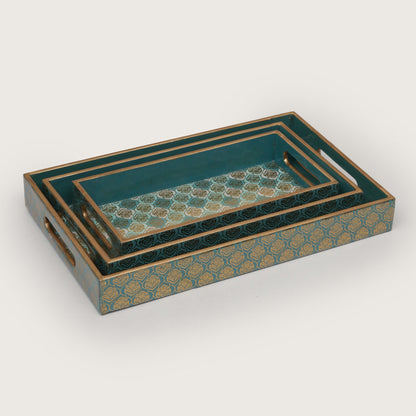Damask Nesting Serving Trays -  Set of 3