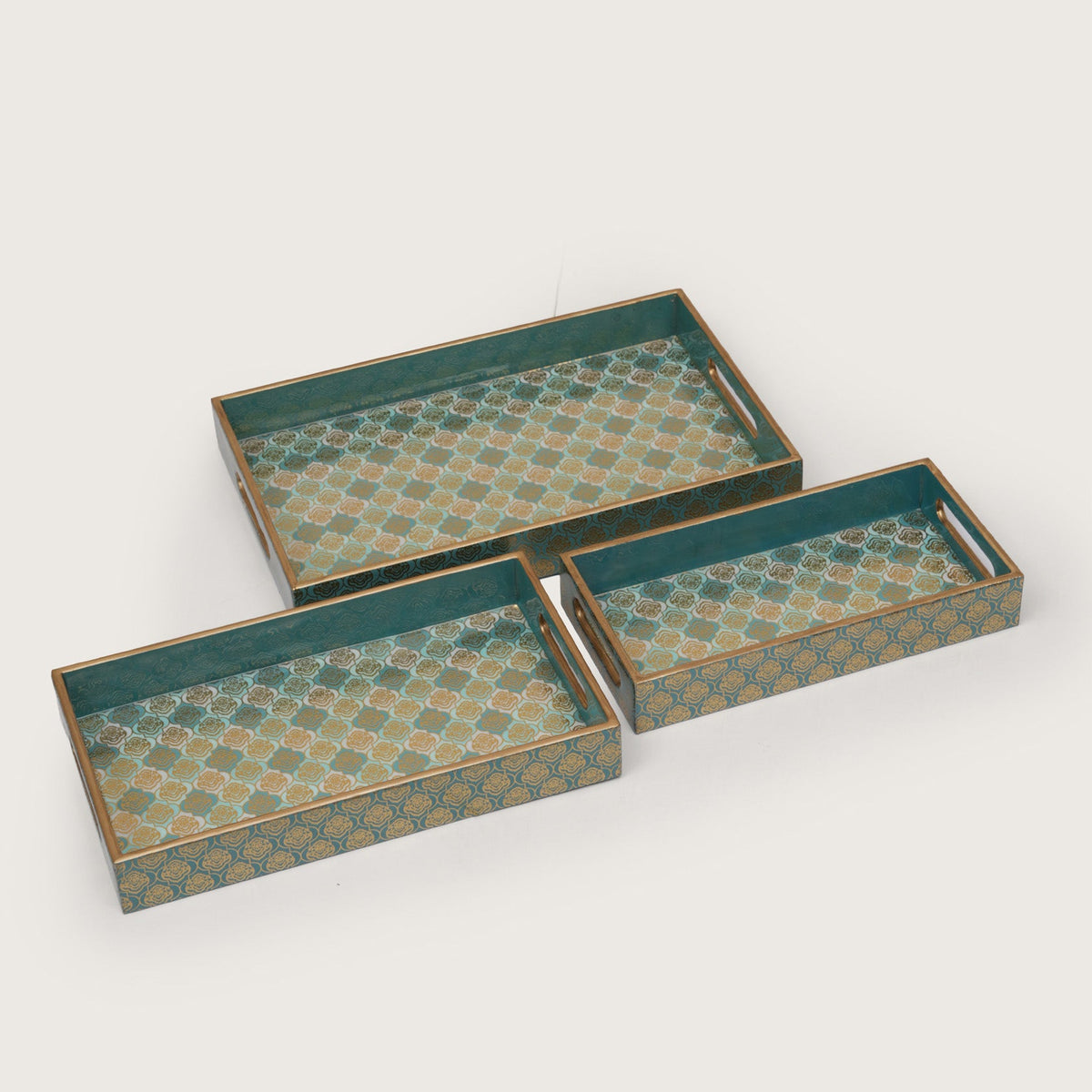 Damask Nesting Serving Trays -  Set of 3