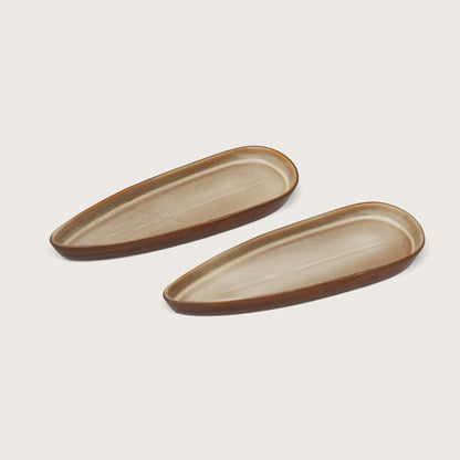 Rustic Earth Serving Platter: Set of 2