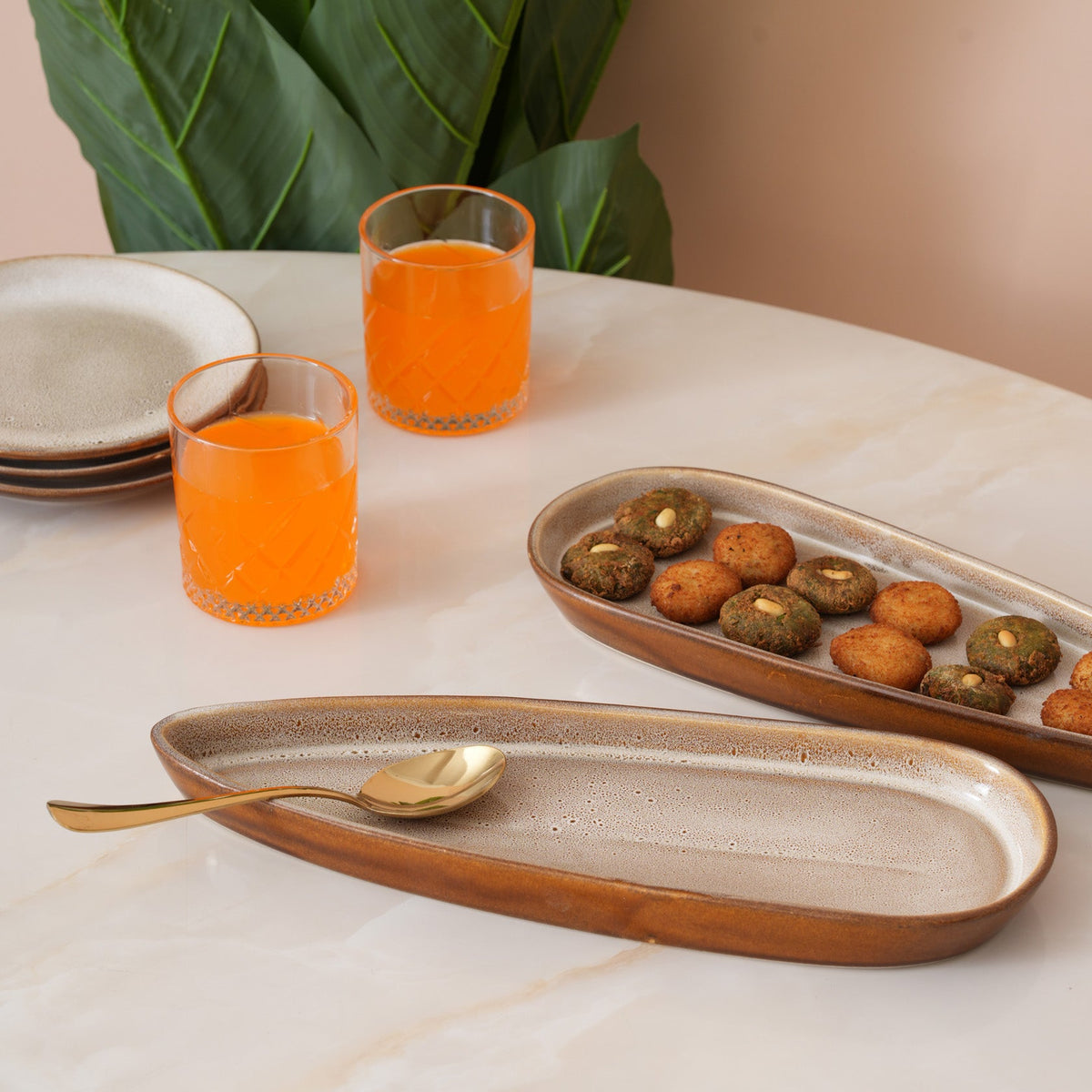 Rustic Earth Serving Platter: Set of 2