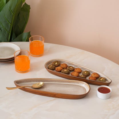 Rustic Earth Serving Platter: Set of 2