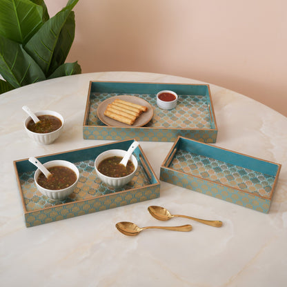 Damask Nesting Serving Trays -  Set of 3
