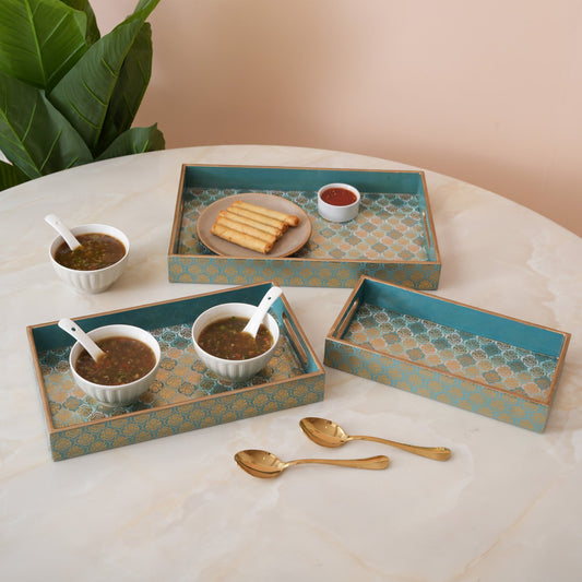 Damask Nesting Serving Trays -  Set of 3