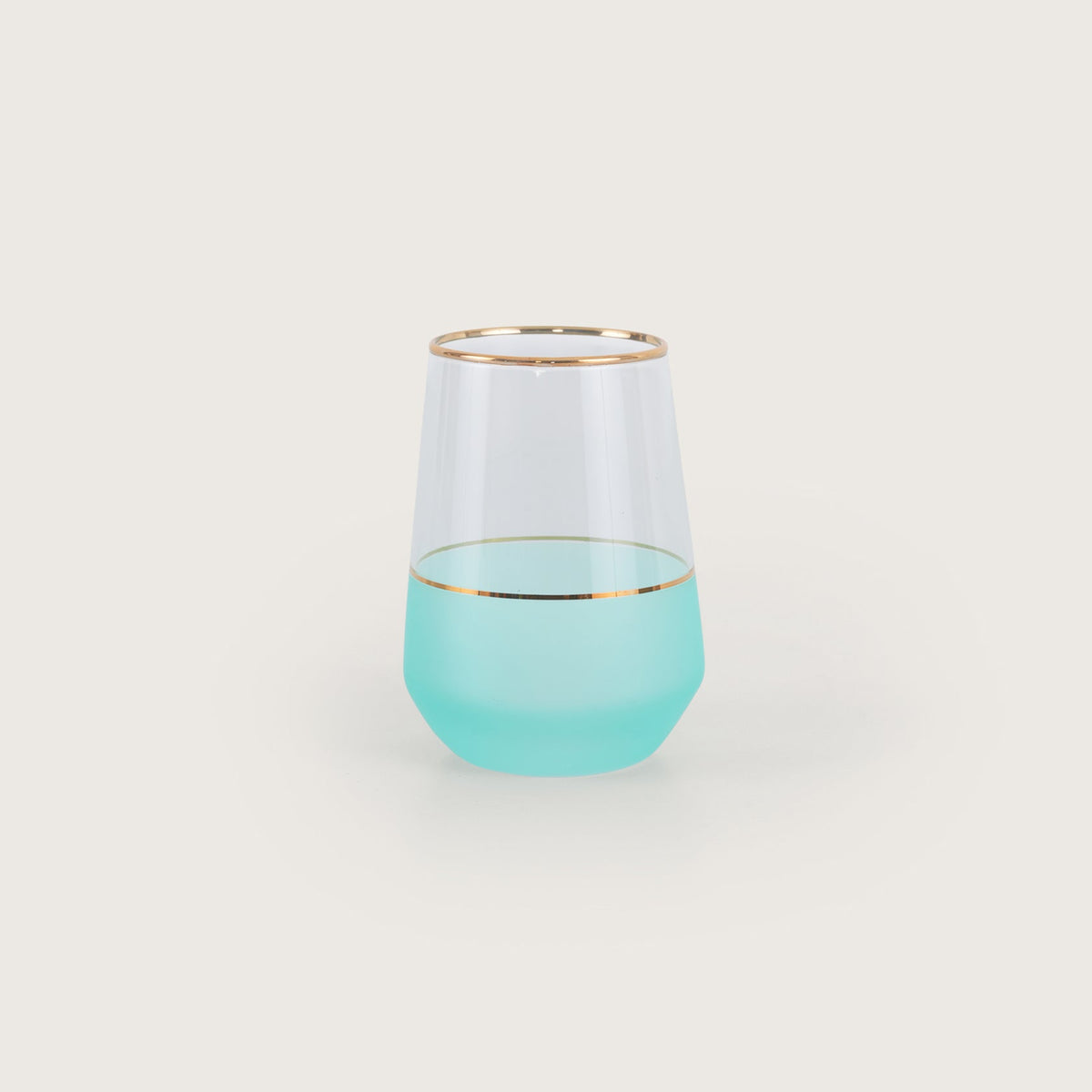Turquoise Tumbler with Gold Trim