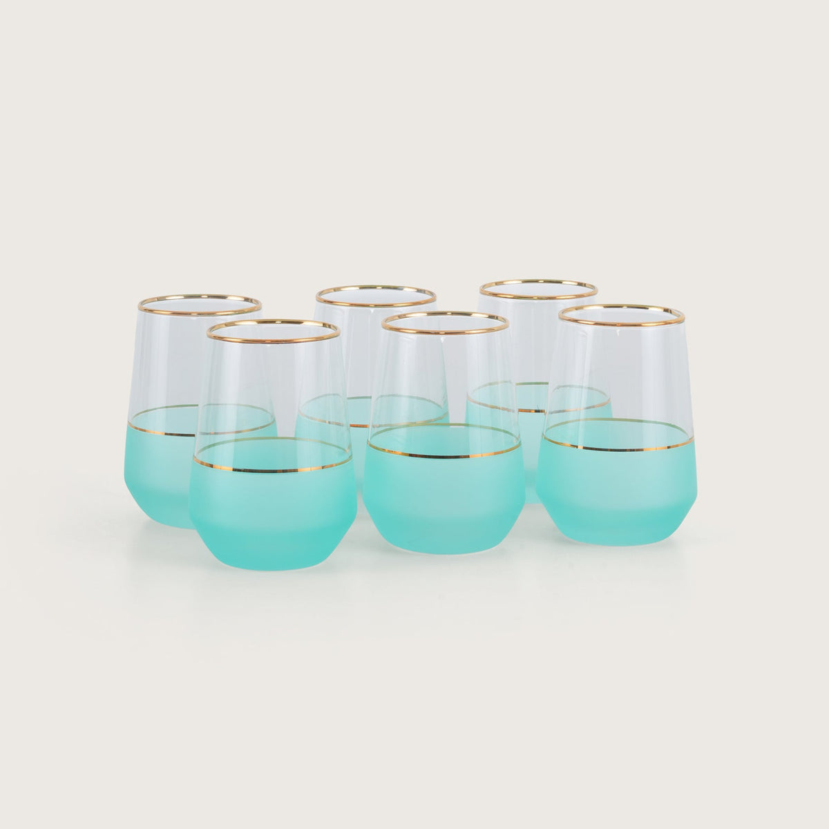 Turquoise Tumbler with Gold Trim