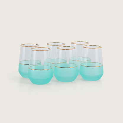Turquoise Tumbler with Gold Trim