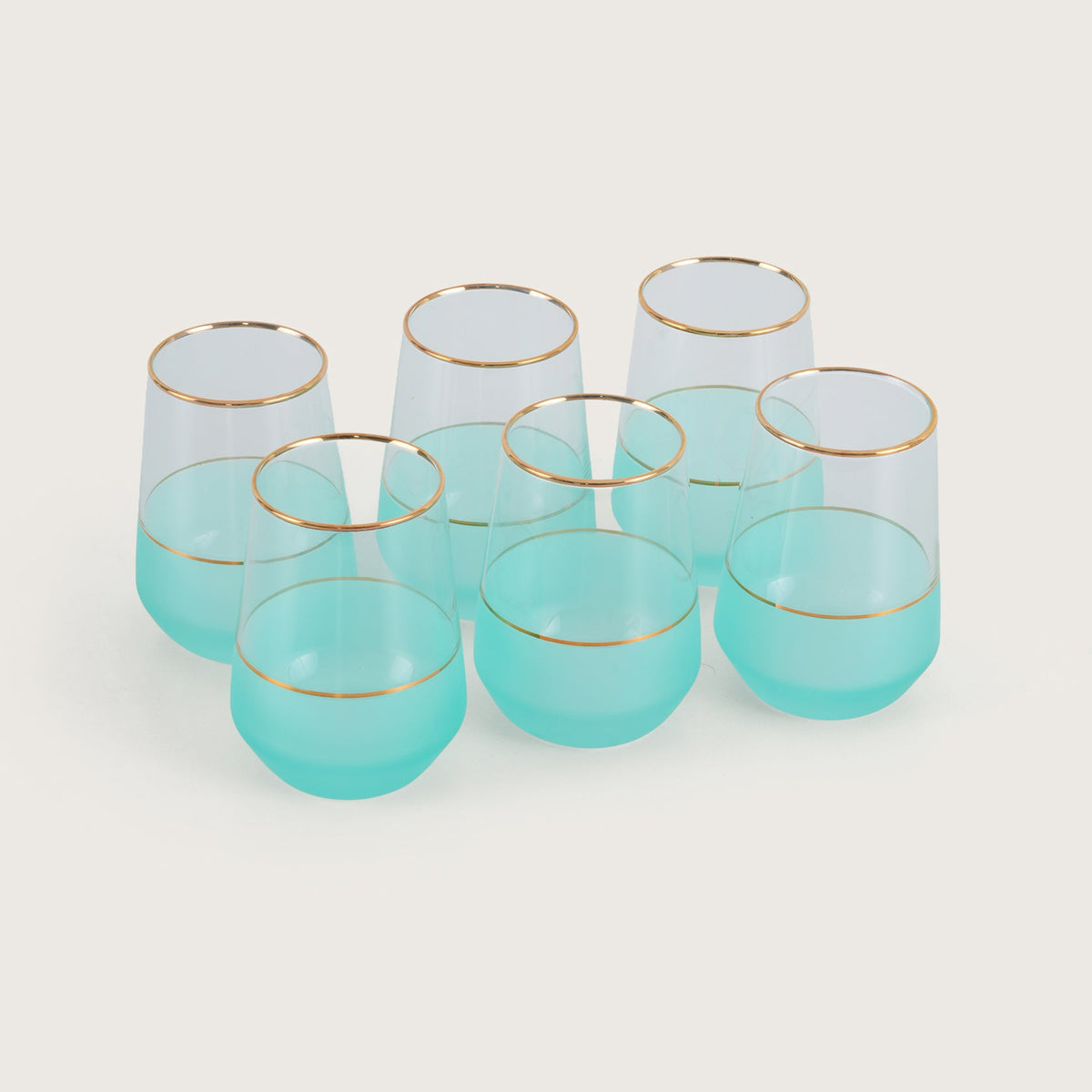 Turquoise Tumbler with Gold Trim