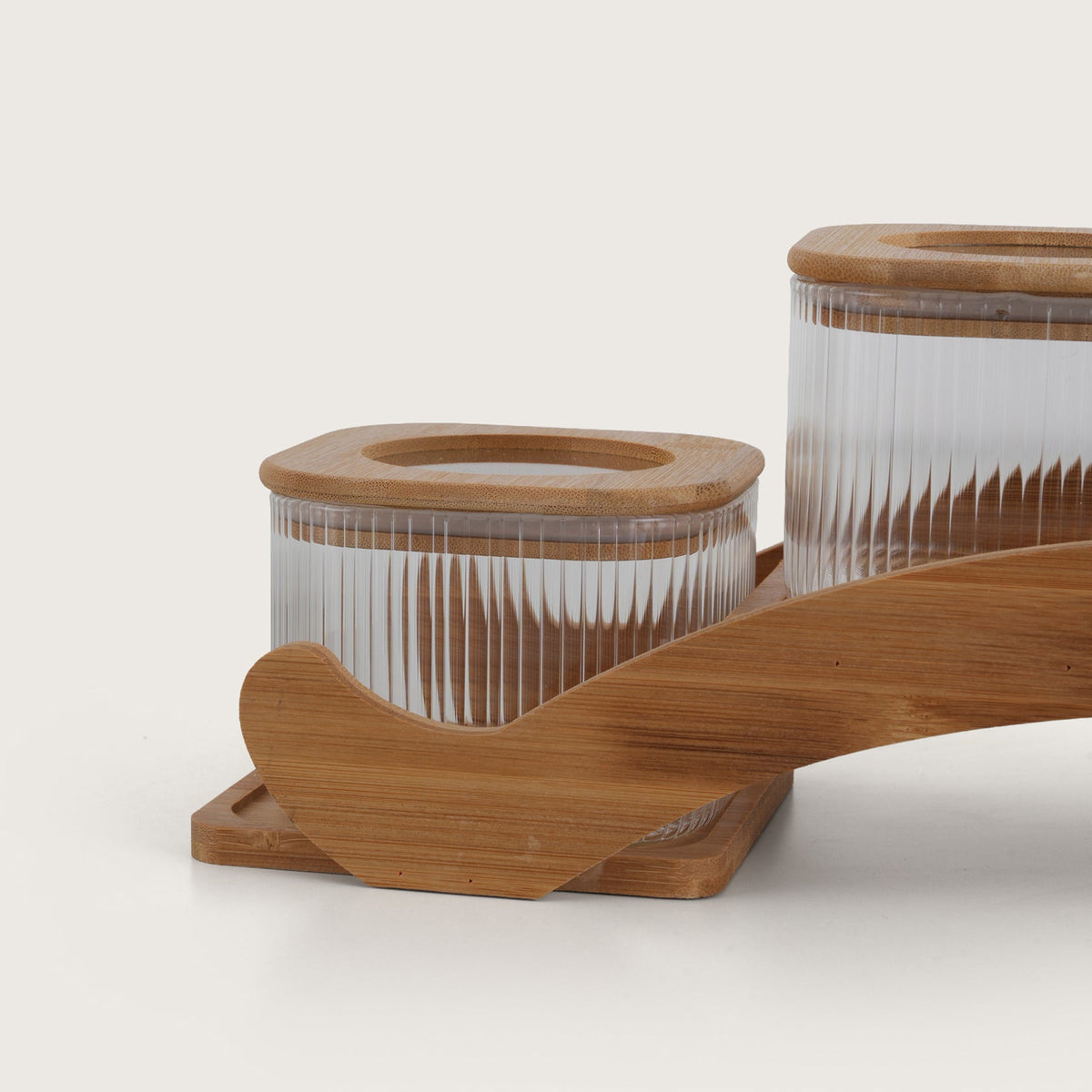 Ribbed Jars With Bridge Arc Stand - Set of 5