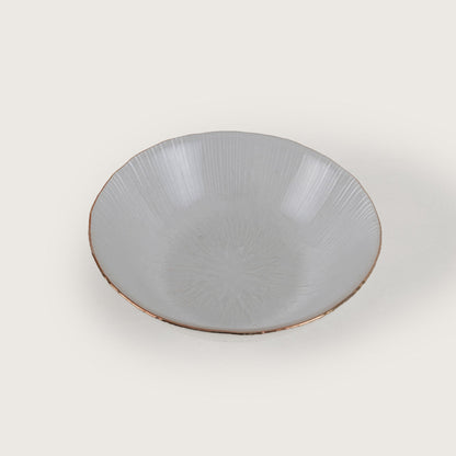 Scalloped Glass Serving Bowl + 6 Dal Bowls Set