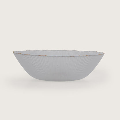 Scalloped Glass Serving Bowl + 6 Dal Bowls Set