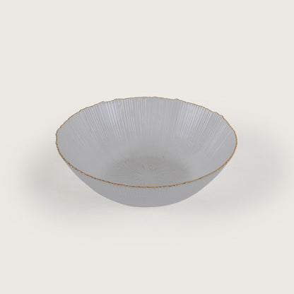 Scalloped Glass Serving Bowl + 6 Dal Bowls Set