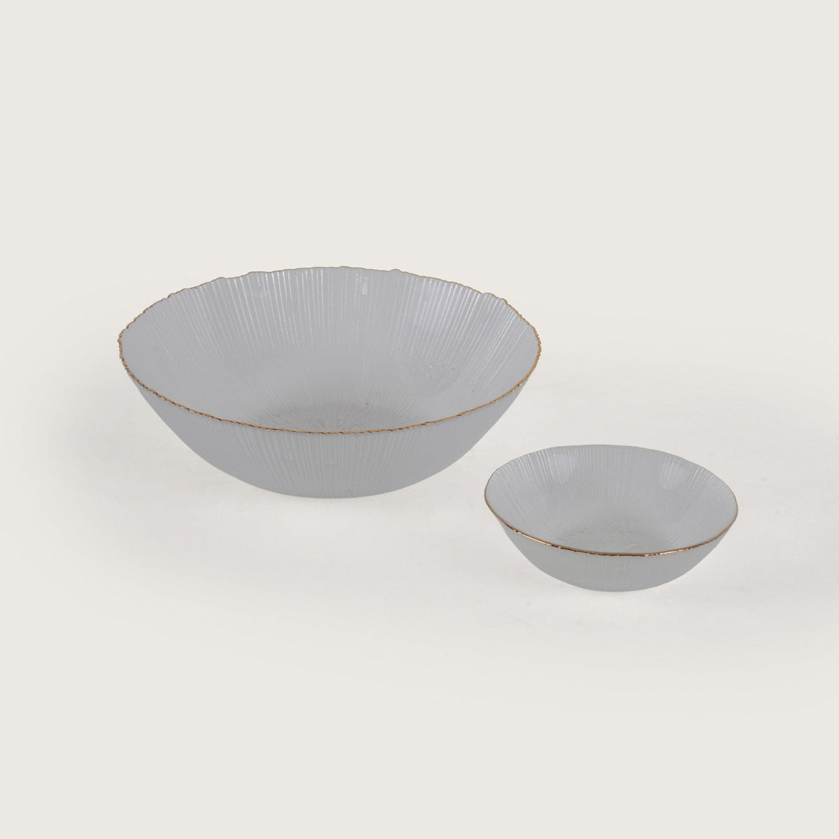 Scalloped Glass Serving Bowl + 6 Dal Bowls Set