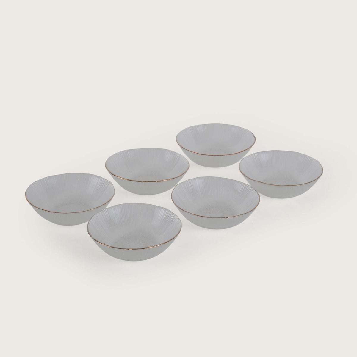 Scalloped Glass Serving Bowl + 6 Dal Bowls Set