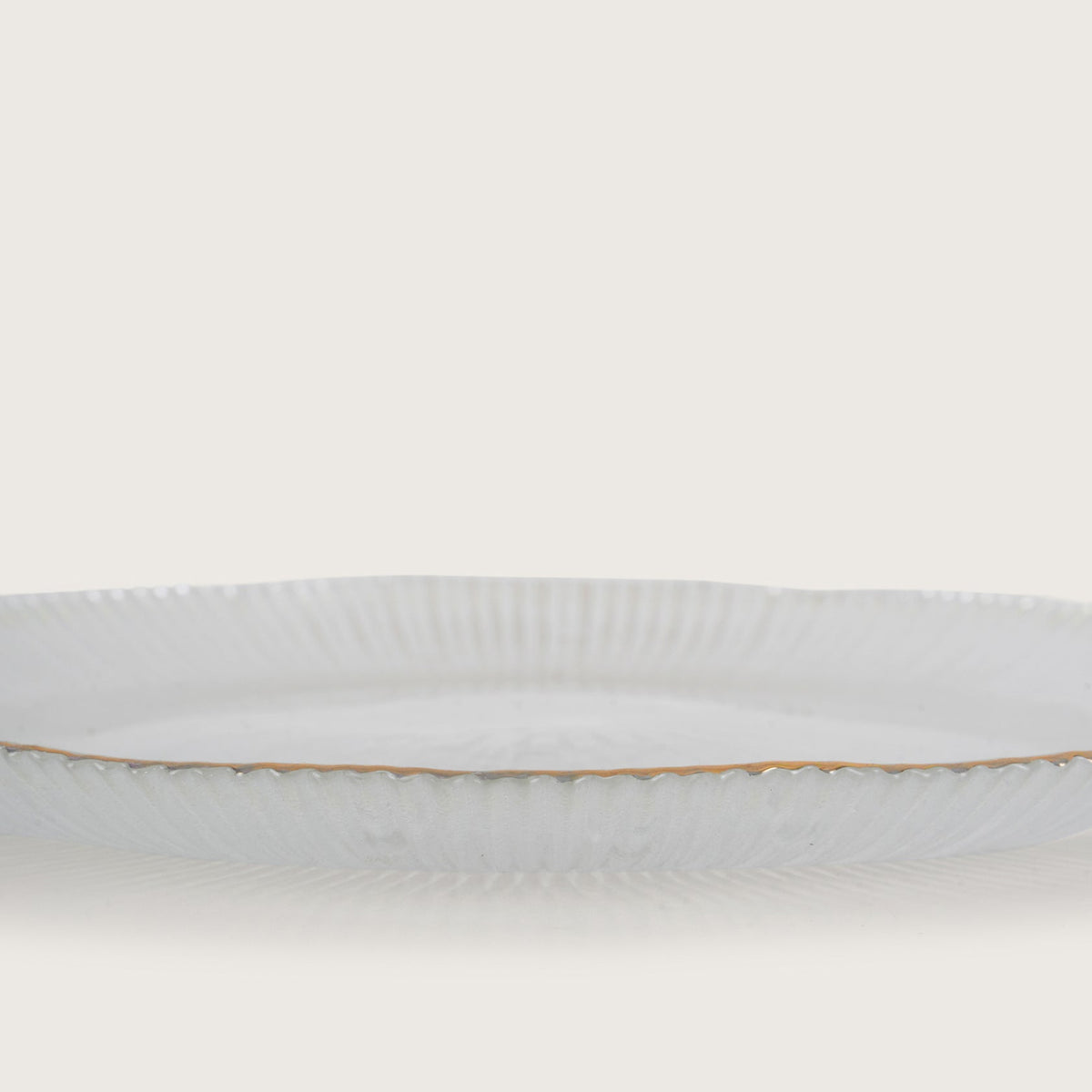Scalloped Glass Platter + 6 Quarter Plates Set