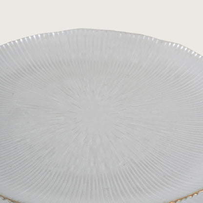 Scalloped Glass Platter + 6 Quarter Plates Set