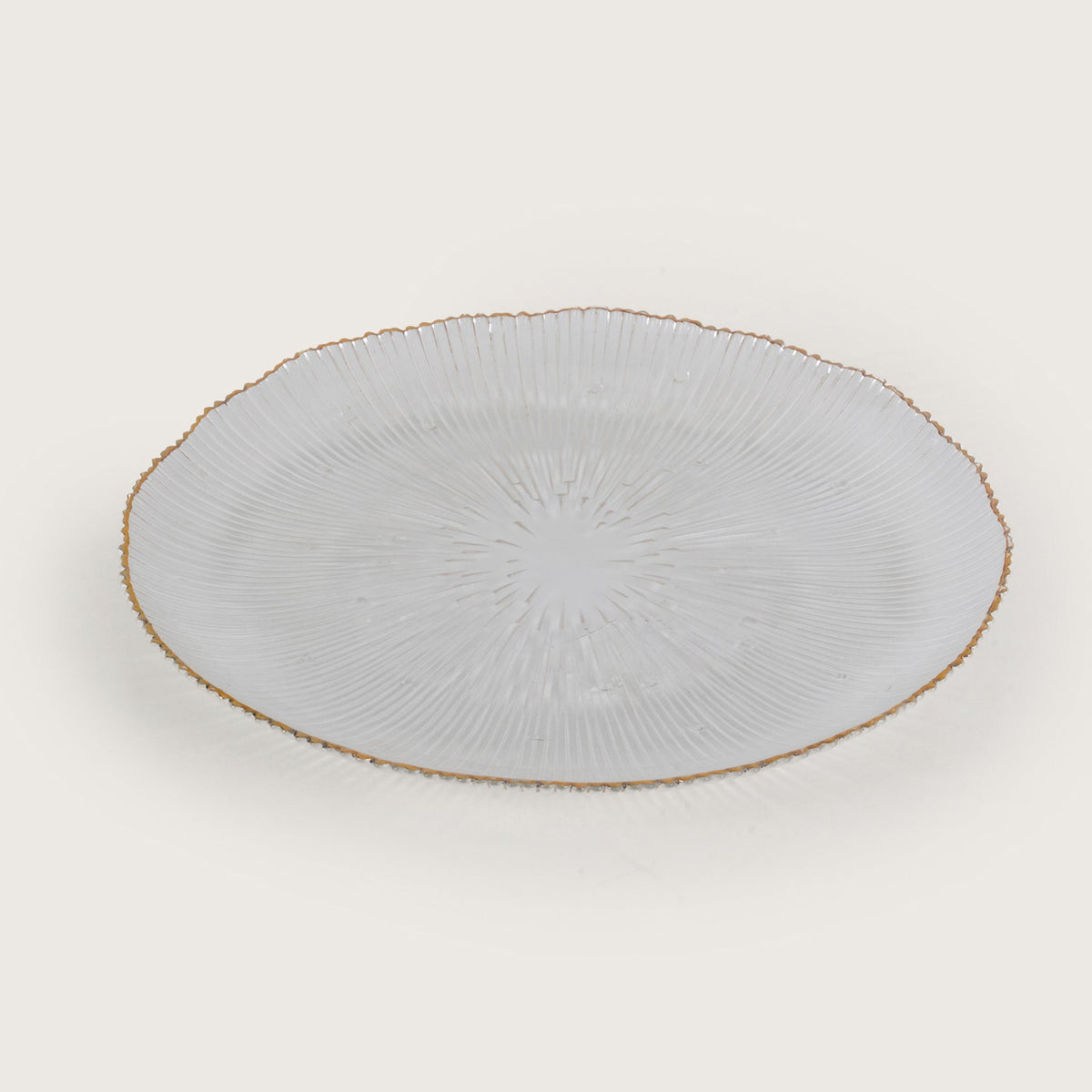 Scalloped Glass Platter + 6 Quarter Plates Set