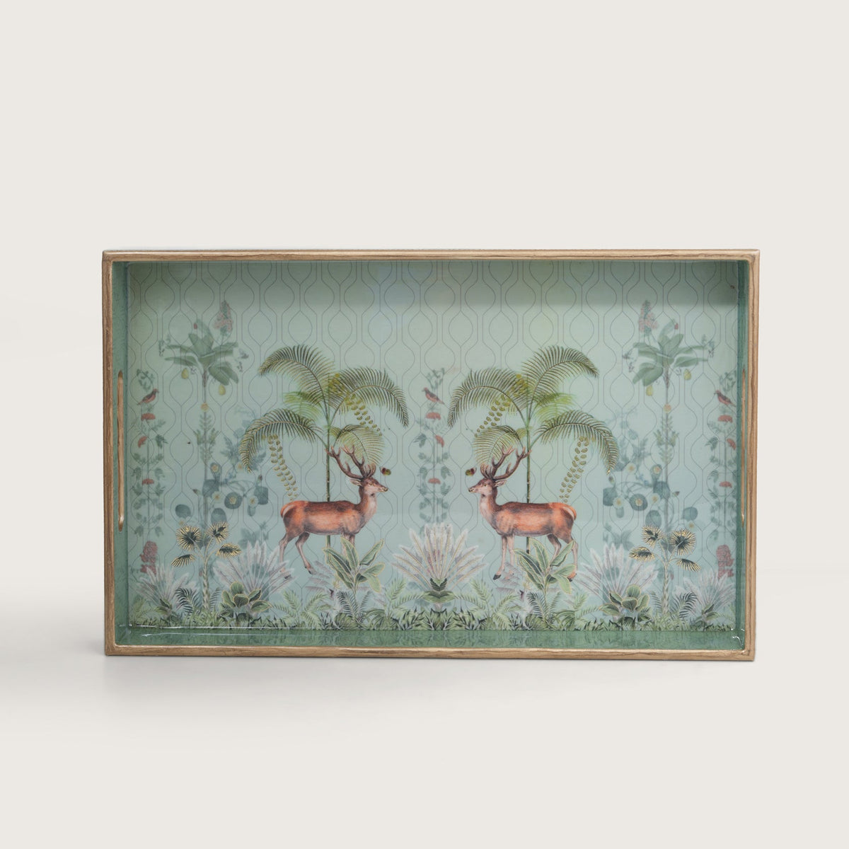 Printed Jungle Deer Tray - Set of 3