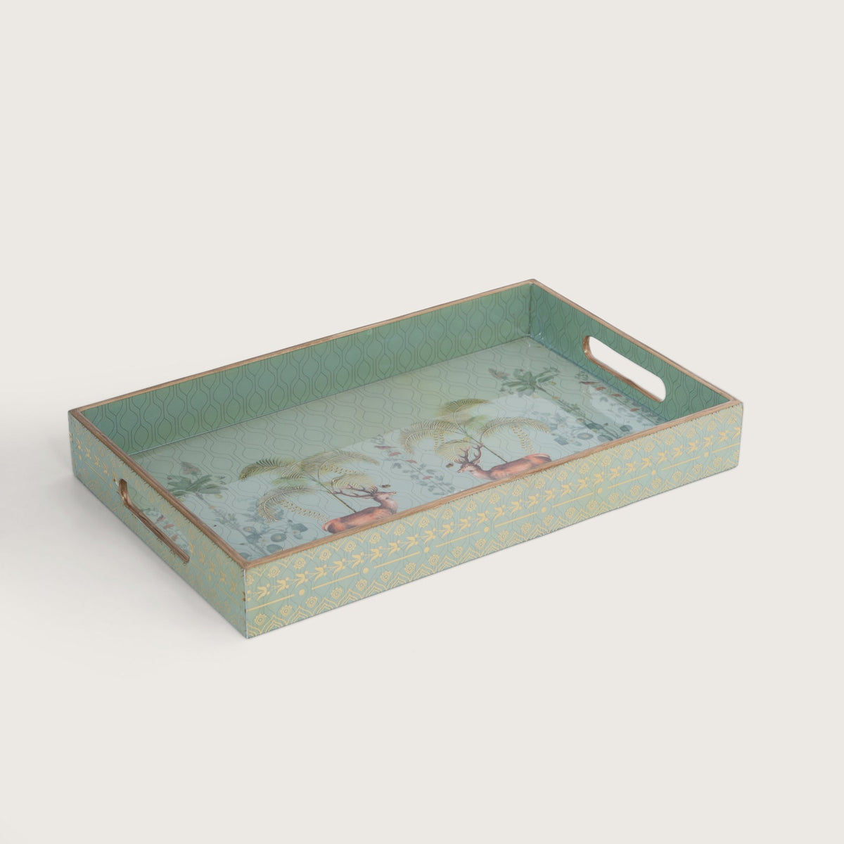 Printed Jungle Deer Tray - Set of 3