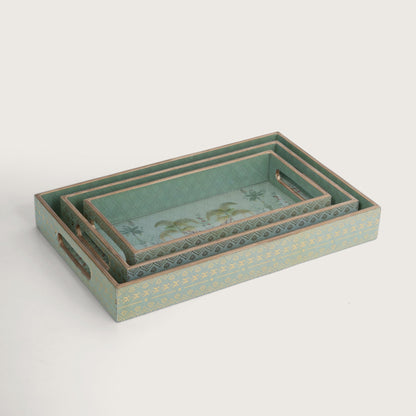 Printed Jungle Deer Tray - Set of 3