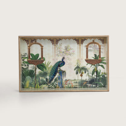 Printed Mor Pankh Tray - Set of 3