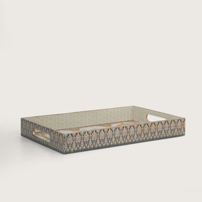 Printed Mor Pankh Tray - Set of 3