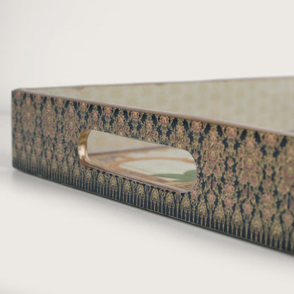 Printed Mor Pankh Tray - Set of 3