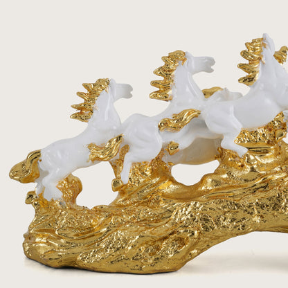 Majestic Running Horses on Gilded Terrain