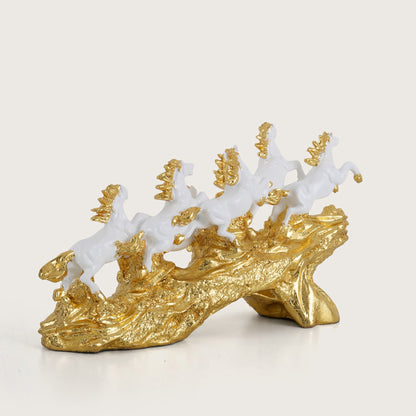Majestic Running Horses on Gilded Terrain
