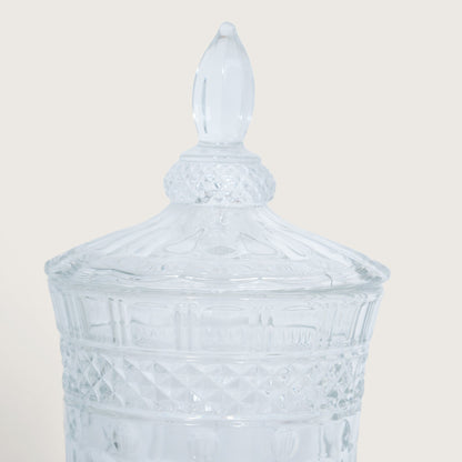 Beverage Glass Dispenser 2000ML with Glass Tumblers 350ML Set of 6 | Ribbed