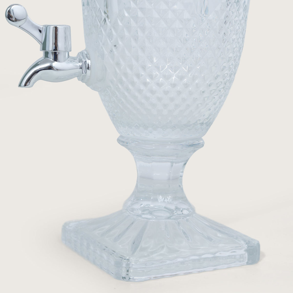 Beverage Glass Dispenser 2000ML with Glass Tumblers 350ML Set of 6 | Diamond