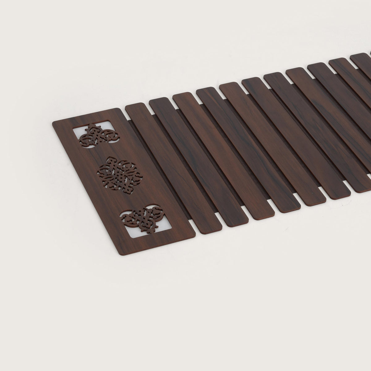 Slat Table Runner with Laser-Cut Medallions 14X 72 Inches