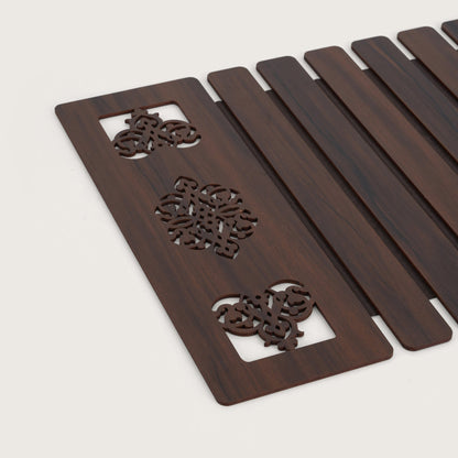 Slat Table Runner with Laser-Cut Medallions 14X 72 Inches
