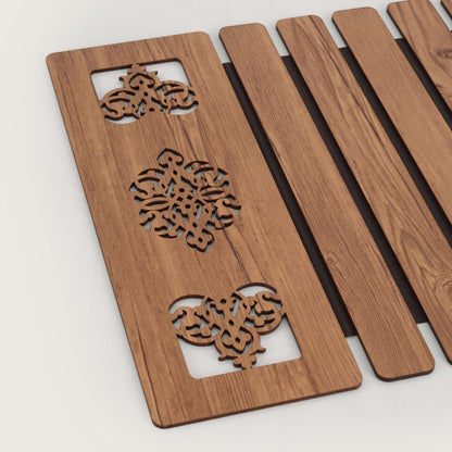 Slat Table Runner with Laser-Cut Medallions 14X 72 Inches
