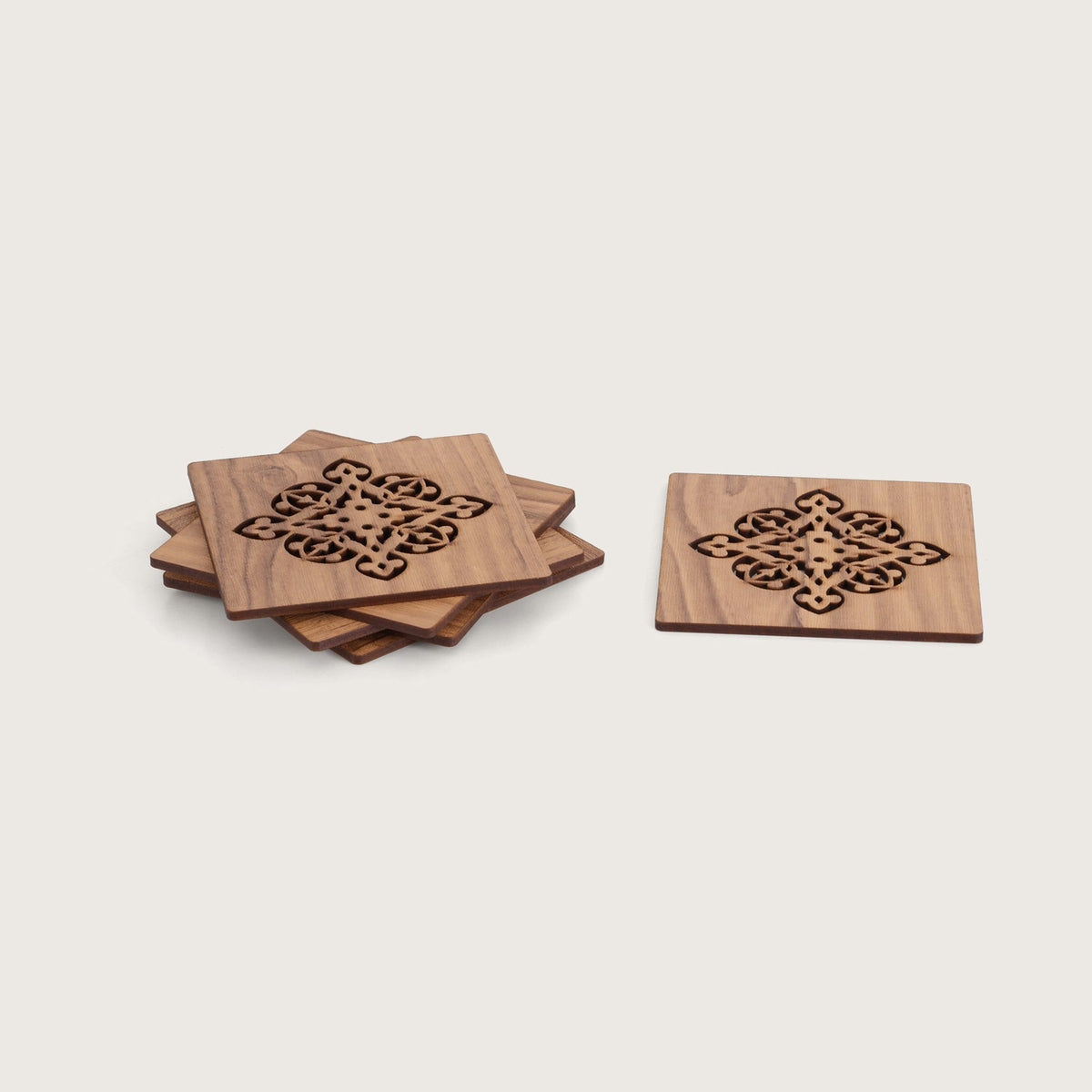 Oak-Tone Square Glass Coaster