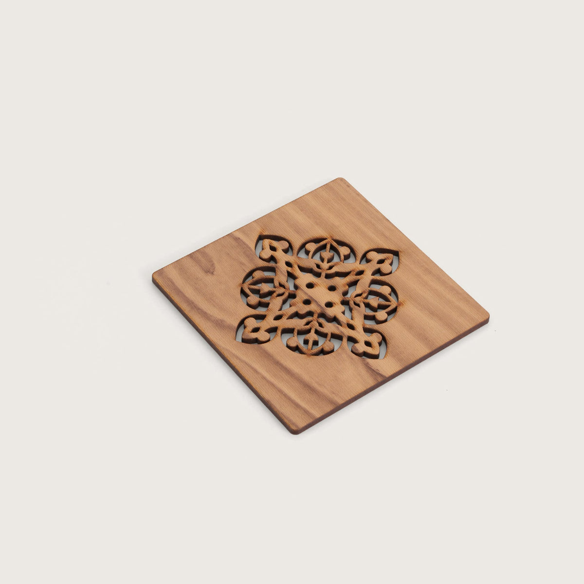 Oak-Tone Square Glass Coaster