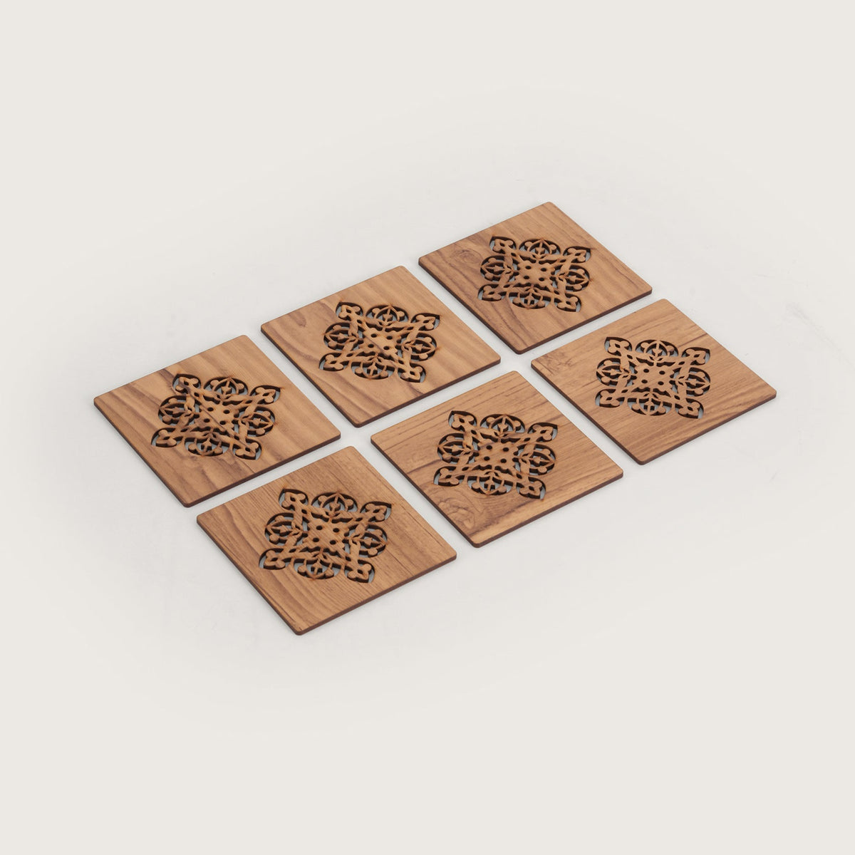 Oak-Tone Square Glass Coaster