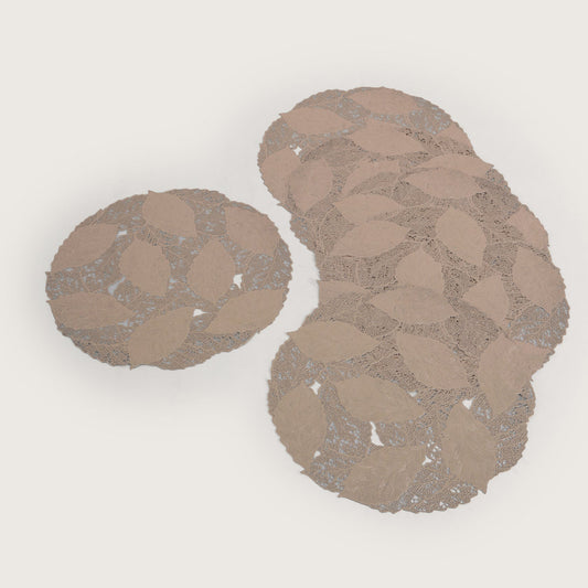Decorative Leaf Design Placemat Set of 6