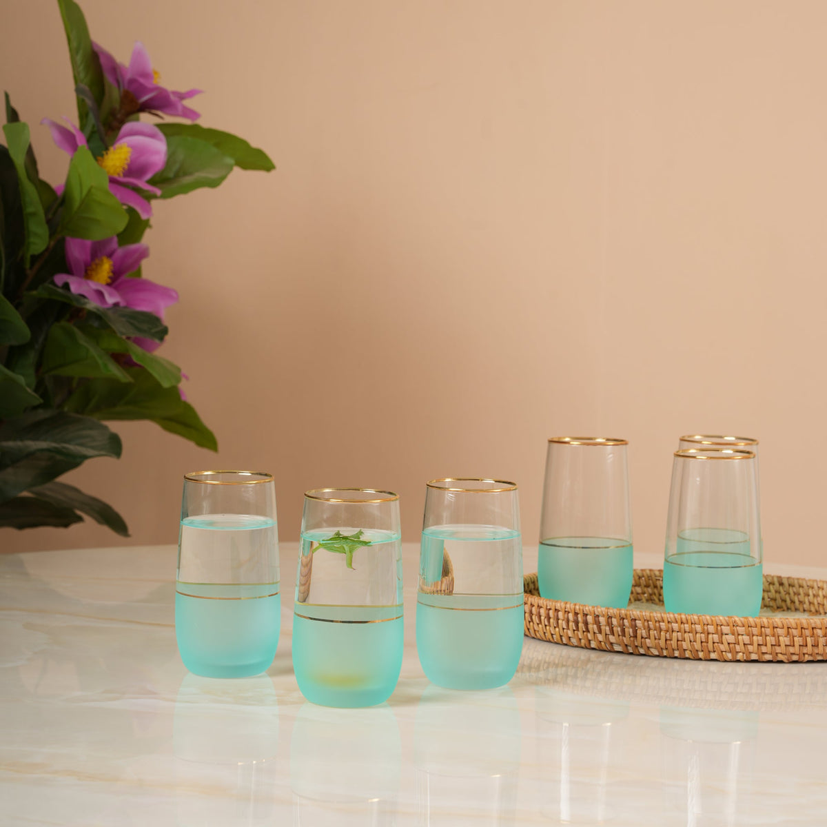 Frosted Glasses with Gold Rim