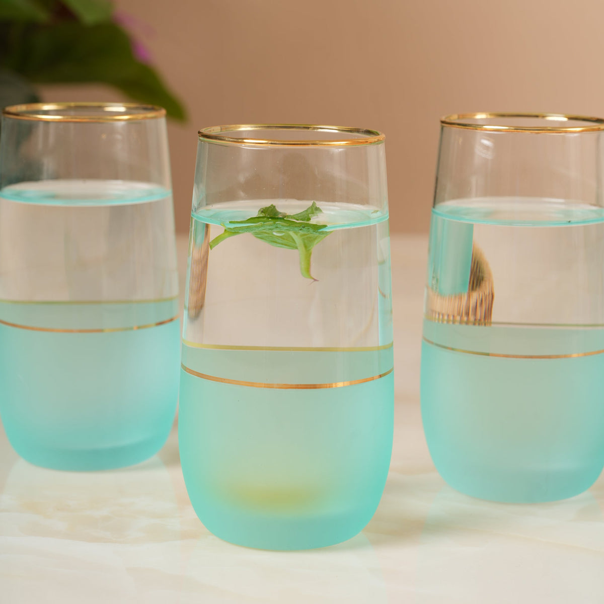 Frosted Glasses with Gold Rim