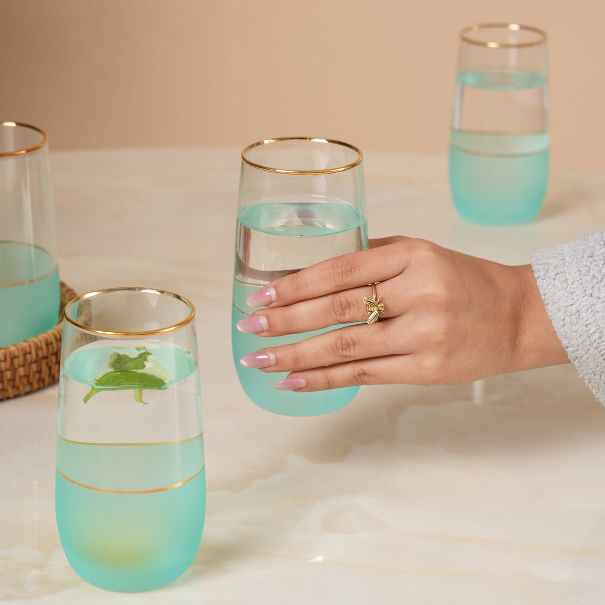 Frosted Glasses with Gold Rim