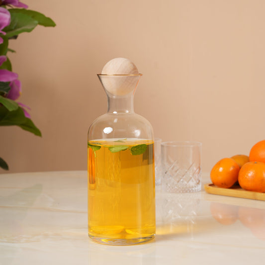 Glass Pitcher 1.5L with Wooden Lid