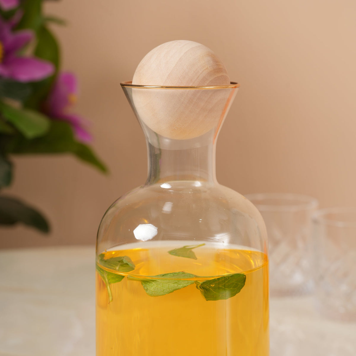 Glass Pitcher 1.5L with Wooden Lid